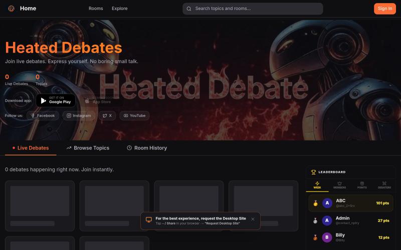 Heated Debates - Passionate Discussions on Topics That Matter — screenshot