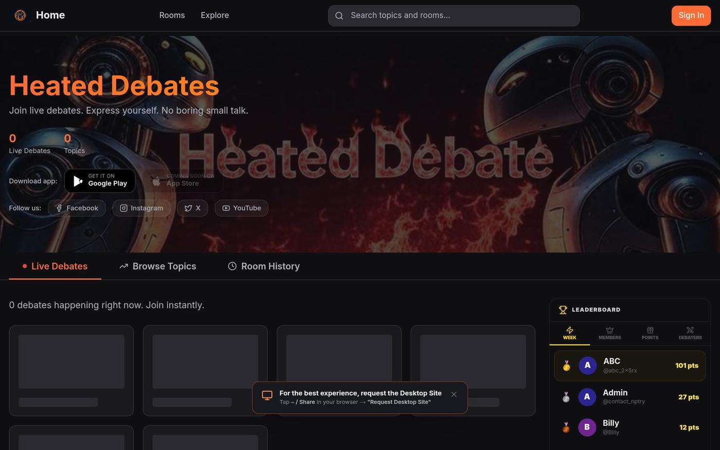 Heated Debates - Passionate Discussions on Topics That Matter — screenshot