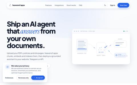 heavenof apps — Enterprise AI Agents & RAG Platform — screenshot
