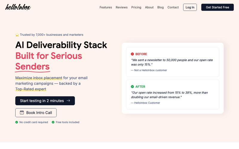 The AI Email Deliverability Expert | HelloInbox — screenshot