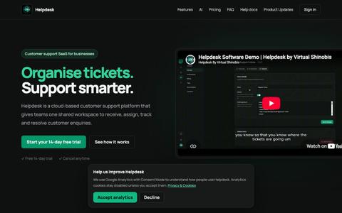 Helpdesk Software for Small Teams | Helpdesk by Virtual Shinobis — screenshot