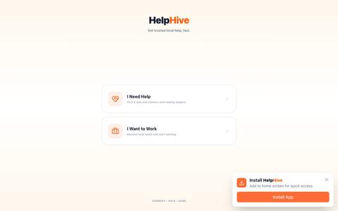 HelpHive | Local Help, Side Hustles & Quick Tasks — screenshot