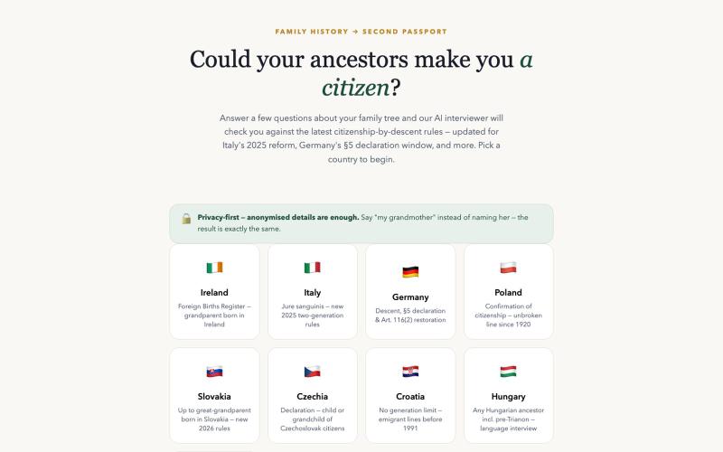 Heritage Passport Checker — screenshot