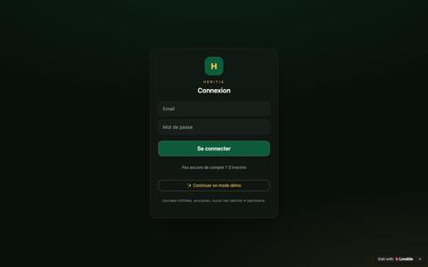 Heritia — Suivi patrimoine premium — screenshot