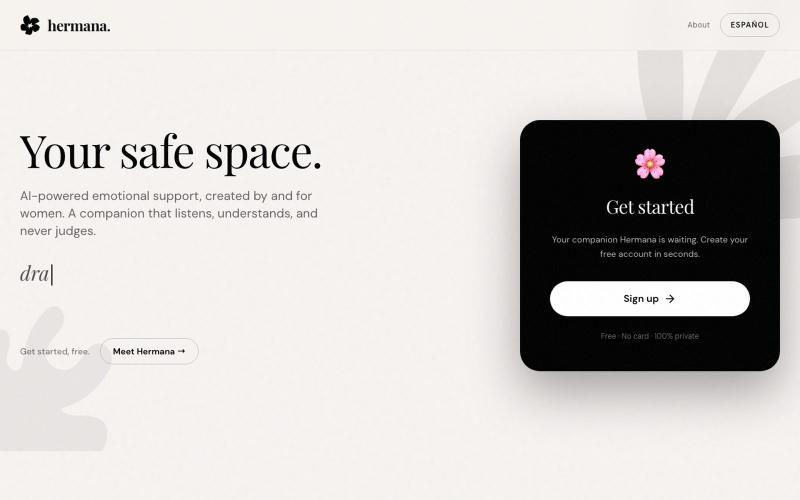 Hermana.io — Tu espacio seguro | Apoyo emocional para mujeres — screenshot
