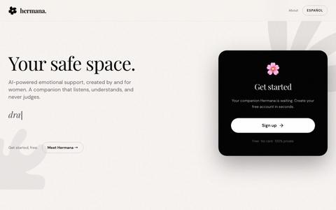 Hermana.io — Tu espacio seguro | Apoyo emocional para mujeres — screenshot