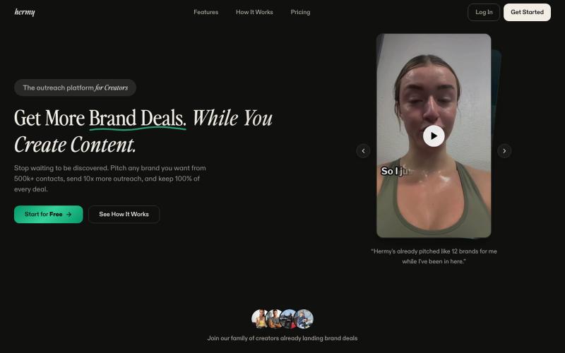 Hermy: Creator Outreach, Brand CRM & Email Automation — screenshot