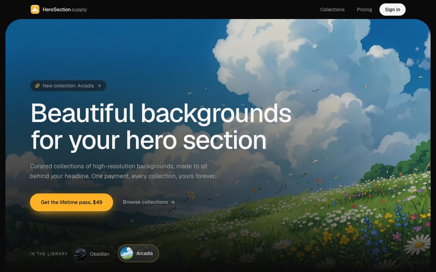 HeroSection.supply: beautiful backgrounds for your hero section — screenshot