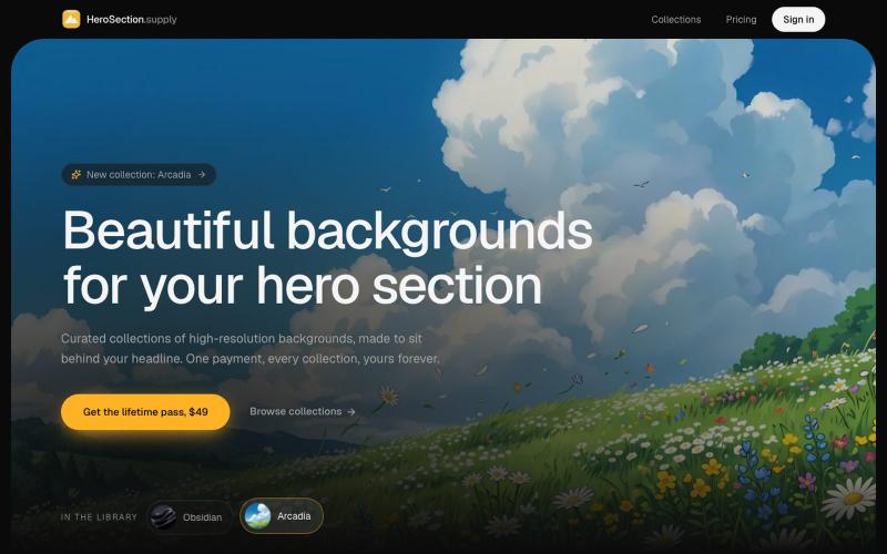 HeroSection.supply: beautiful backgrounds for your hero section — screenshot