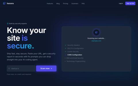 Hexora — Know your site is secure. — screenshot