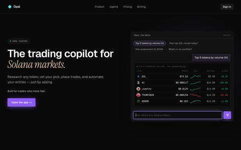Opal | Trading copilot for Solana markets — screenshot