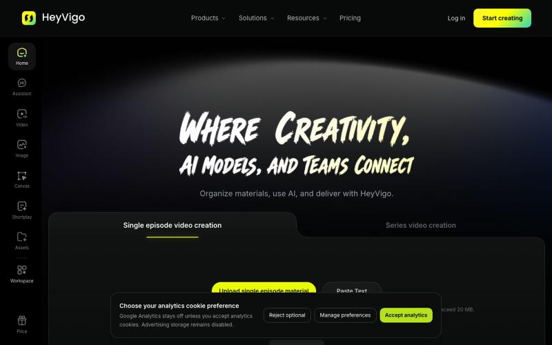 HeyVigo | Professional AI Video Generator — screenshot