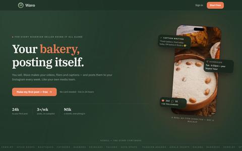 Wavo — your business, posting itself — screenshot