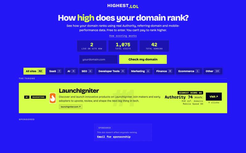 highest.lol — you can't pay to rank higher — screenshot