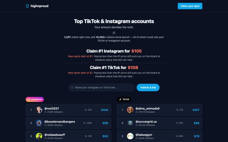 highnproud — pay to be #1 — screenshot