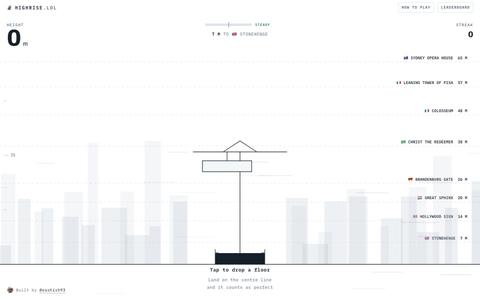 highrise.lol, stack a tower — screenshot