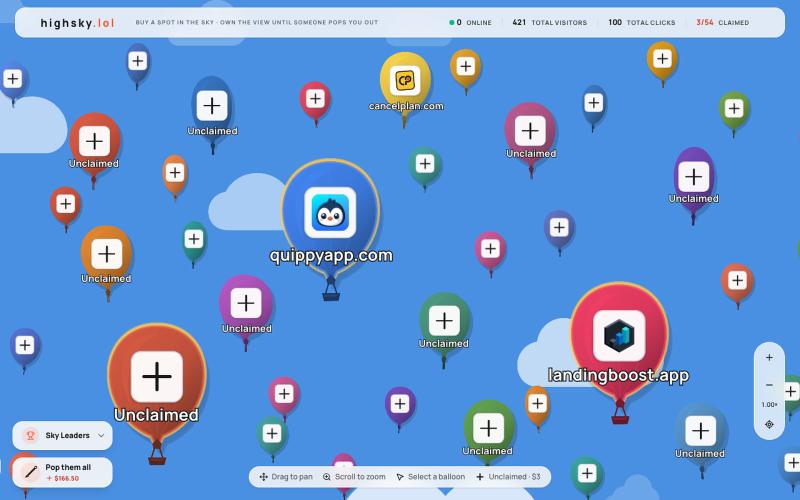 Highsky | Buy a spot in the sky — screenshot