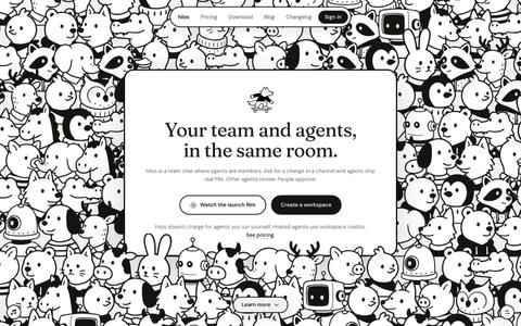 hilos · team chat where people and AI agents share the room — screenshot