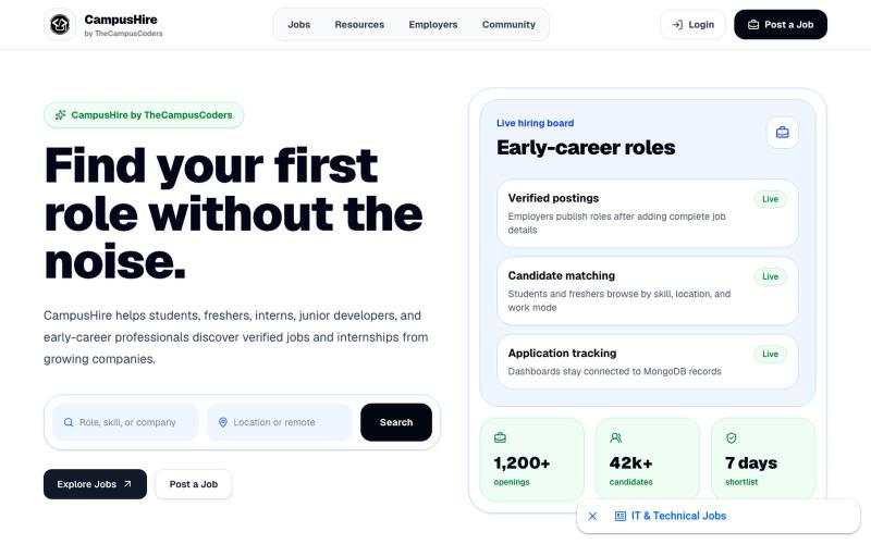CampusHire - Find Your First Job, Internship, or Career Opportunity | CampusHire — screenshot