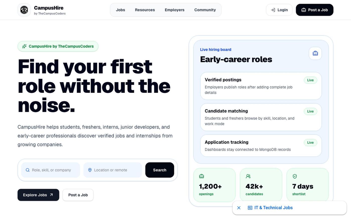 CampusHire - Find Your First Job, Internship, or Career Opportunity | CampusHire — screenshot