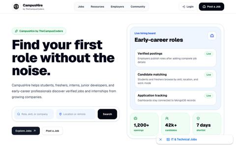 CampusHire - Find Your First Job, Internship, or Career Opportunity | CampusHire — screenshot