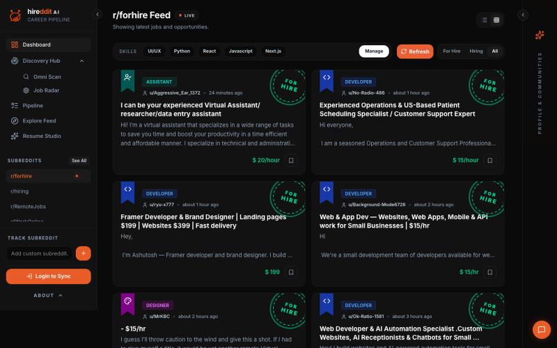 Hireddit AI — screenshot