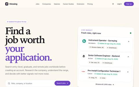 Entry-Level, Graduate & Remote Jobs Worldwide | Hireeing — screenshot