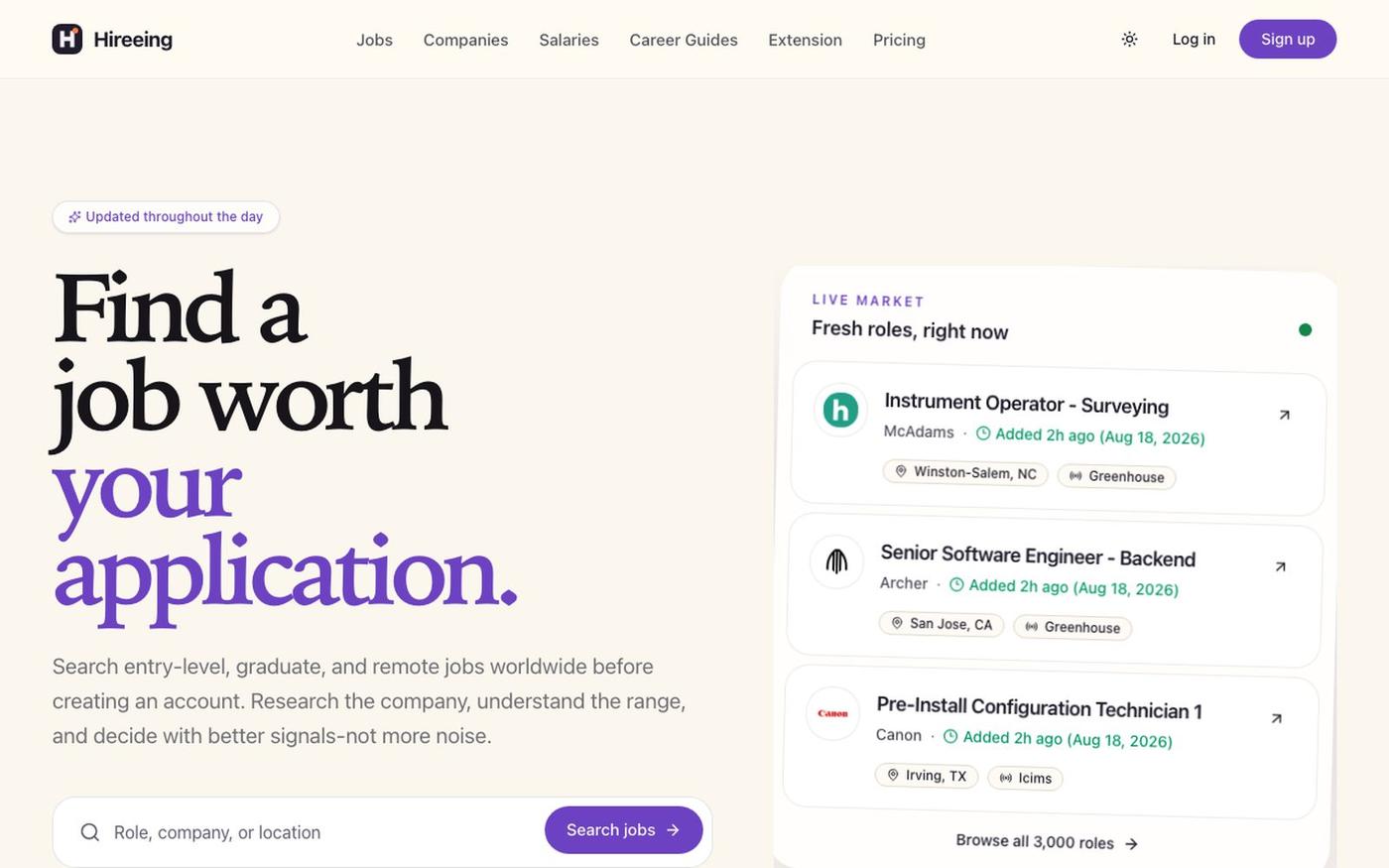 Entry-Level, Graduate & Remote Jobs Worldwide | Hireeing — screenshot