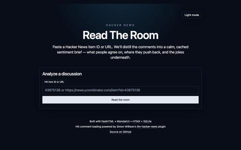 Hacker News — Read The Room — screenshot
