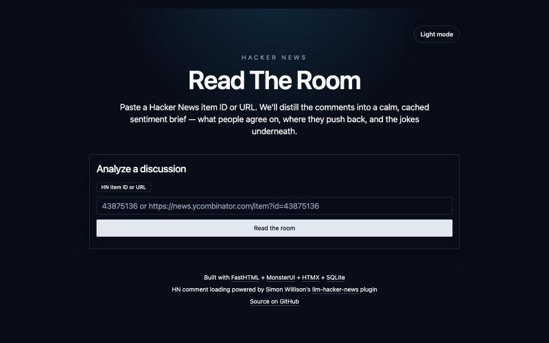 Hacker News — Read The Room — screenshot