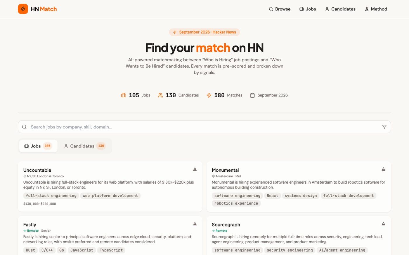 HN Match — Hacker News Job Matchmaking — screenshot