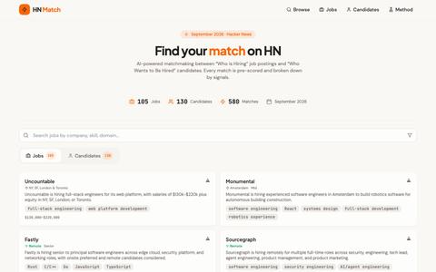 HN Match — Hacker News Job Matchmaking — screenshot