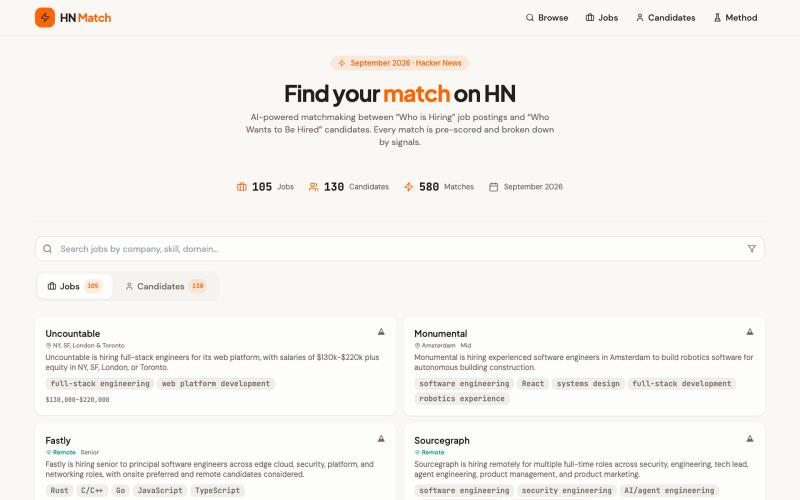 HN Match — Hacker News Job Matchmaking — screenshot