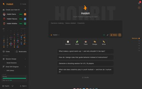 Hobbit AI · Youth Football Coaching AI Agent — screenshot