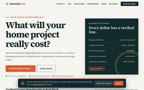 HomeJobCost | Home Project Cost Intelligence & Quote Analysis — screenshot