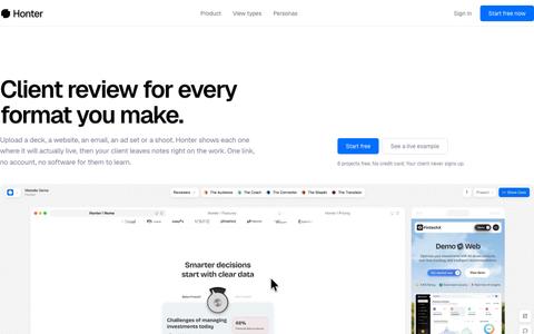 Deliver creative work & get clear client feedback | Honter — screenshot