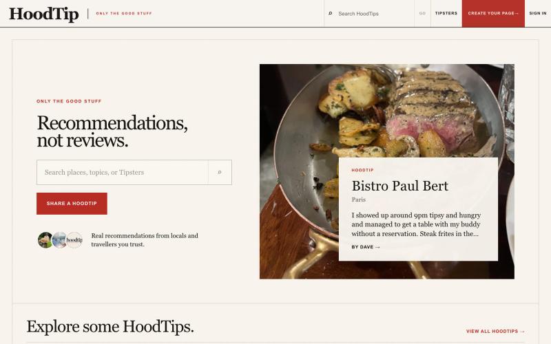HoodTip — Only the good stuff — screenshot
