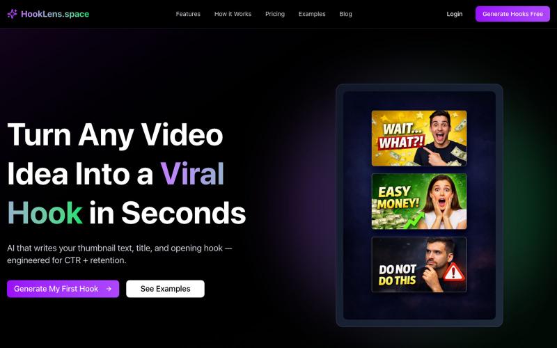 HookLens - Turn Video Ideas Into Viral Hooks — screenshot