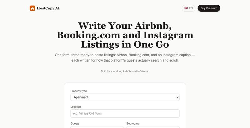 HostCopy AI — AI Airbnb & Booking.com Listing Descriptions — screenshot
