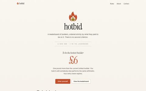 hotbid.lol — the builder leaderboard money buys — screenshot