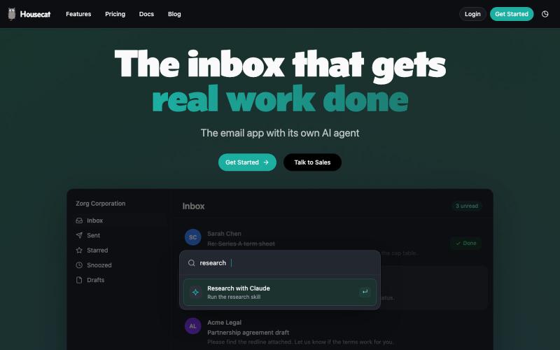 Housecat: Email for clever cats — screenshot