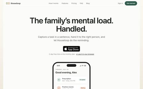 Houseloop · Hand it off. See it handled. — screenshot