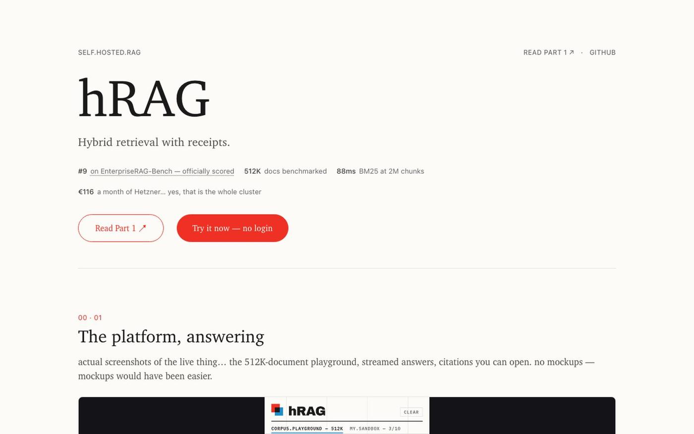 hRAG · Retrieval with receipts — screenshot