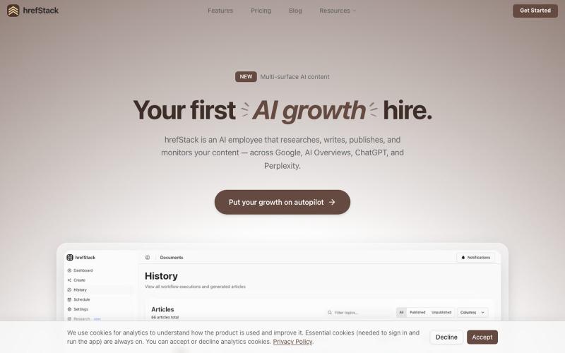 AI-Powered SEO Content Generation | hrefStack — screenshot