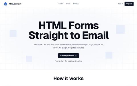 html.contact | Email for forms. No backend needed. — screenshot