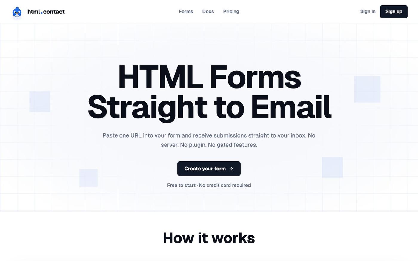html.contact | Email for forms. No backend needed. — screenshot
