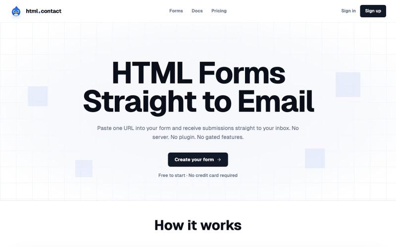 html.contact | Email for forms. No backend needed. — screenshot