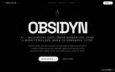 OBSIDYN AI — Multimodal AI for chat, images, games & homework — screenshot