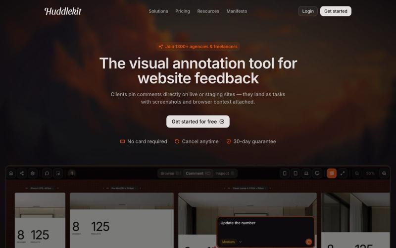 Huddlekit | Visual annotation tool for website feedback — screenshot