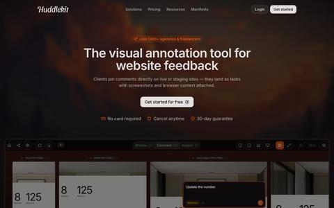 Huddlekit | Visual annotation tool for website feedback — screenshot